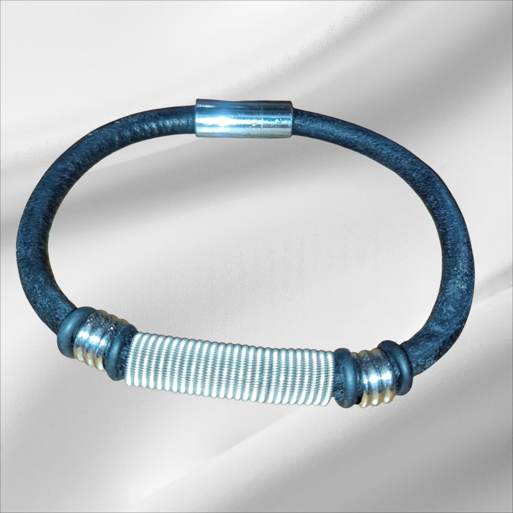 BraceletRiff Leather and Guitar String BraceletGuitarStringJewelry